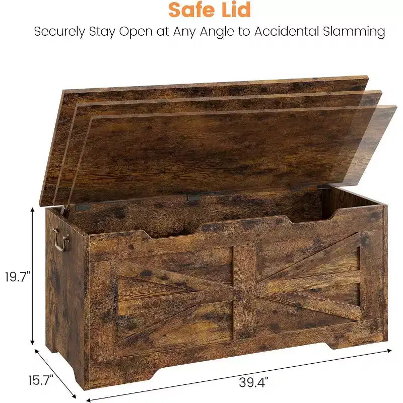 Acekool Decorative Storage Bench, Dual-Use Entryway Chest with Safety Hinge