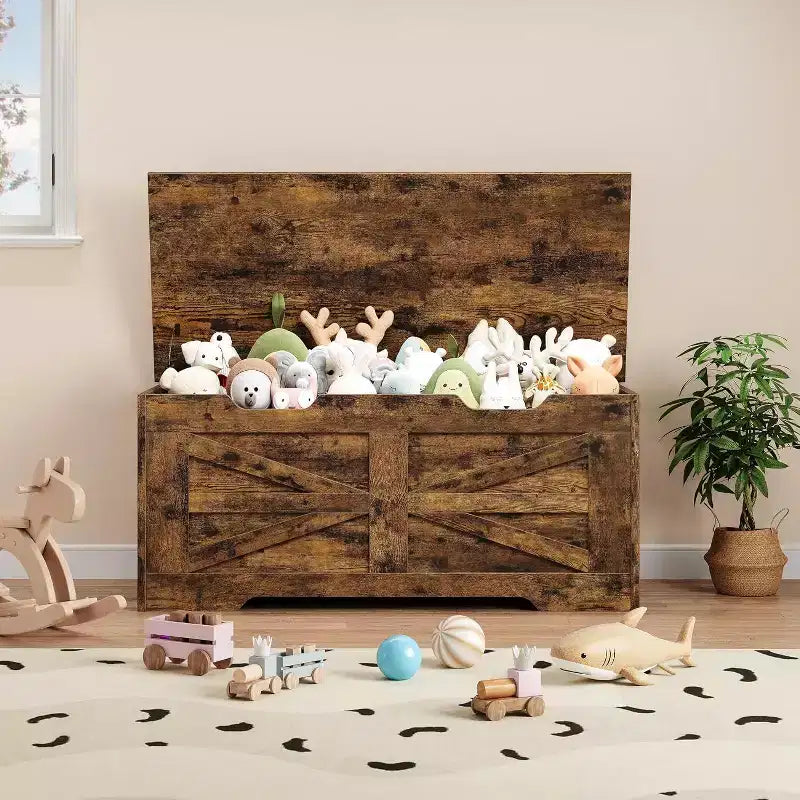 Acekool Decorative Storage Bench, Dual-Use Entryway Chest with Safety Hinge