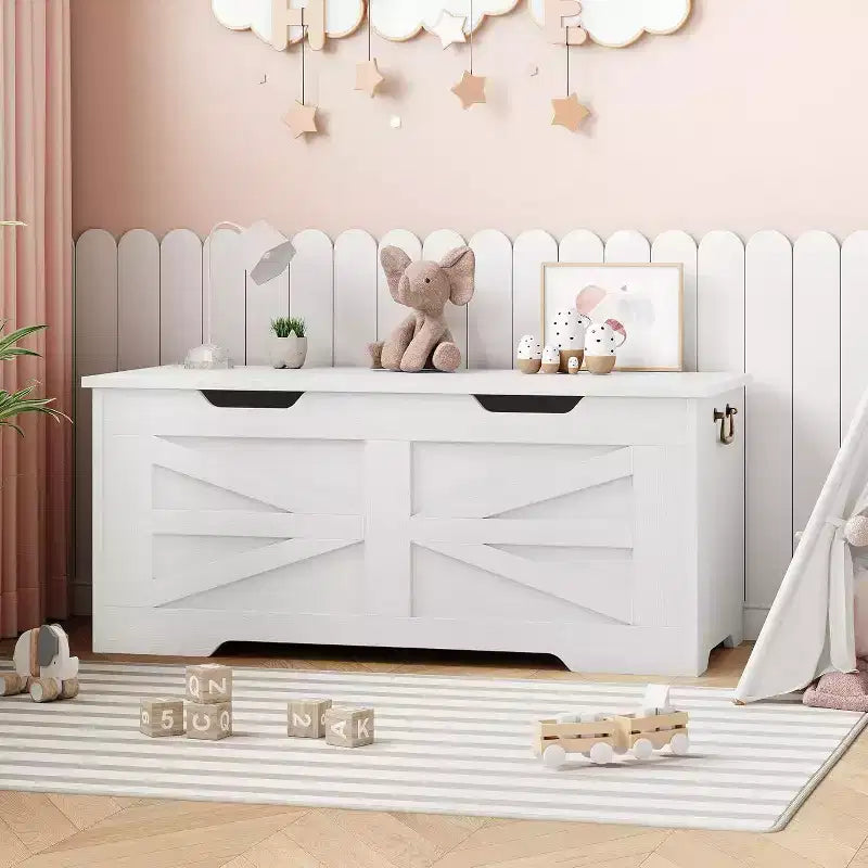 Acekool Decorative Storage Bench, Dual-Use Entryway Chest with Safety Hinge