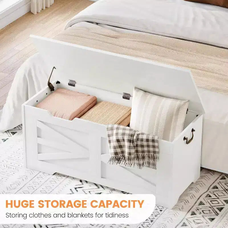 Acekool Decorative Storage Bench, Dual-Use Entryway Chest with Safety Hinge