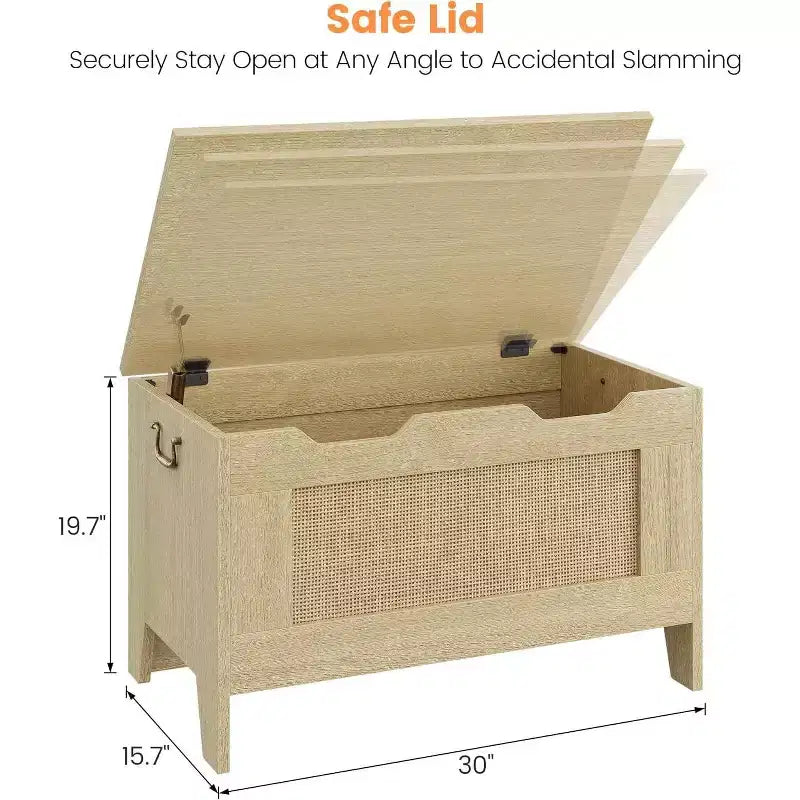 Acekool Decorative Storage Bench, Dual-Use Entryway Chest with Safety Hinge