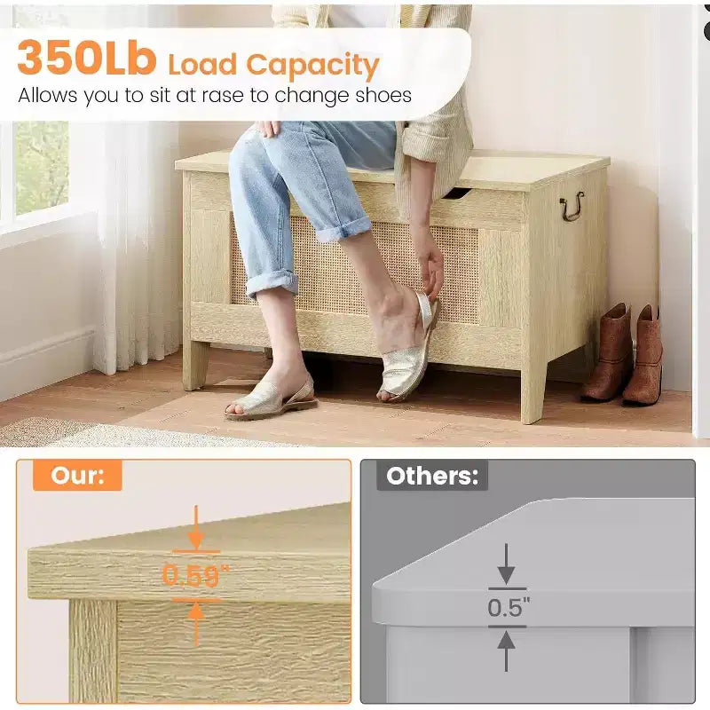 Acekool Decorative Storage Bench, Dual-Use Entryway Chest with Safety Hinge