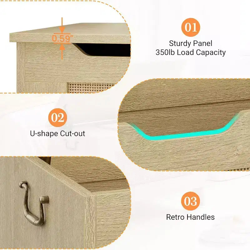 Acekool Decorative Storage Bench, Dual-Use Entryway Chest with Safety Hinge