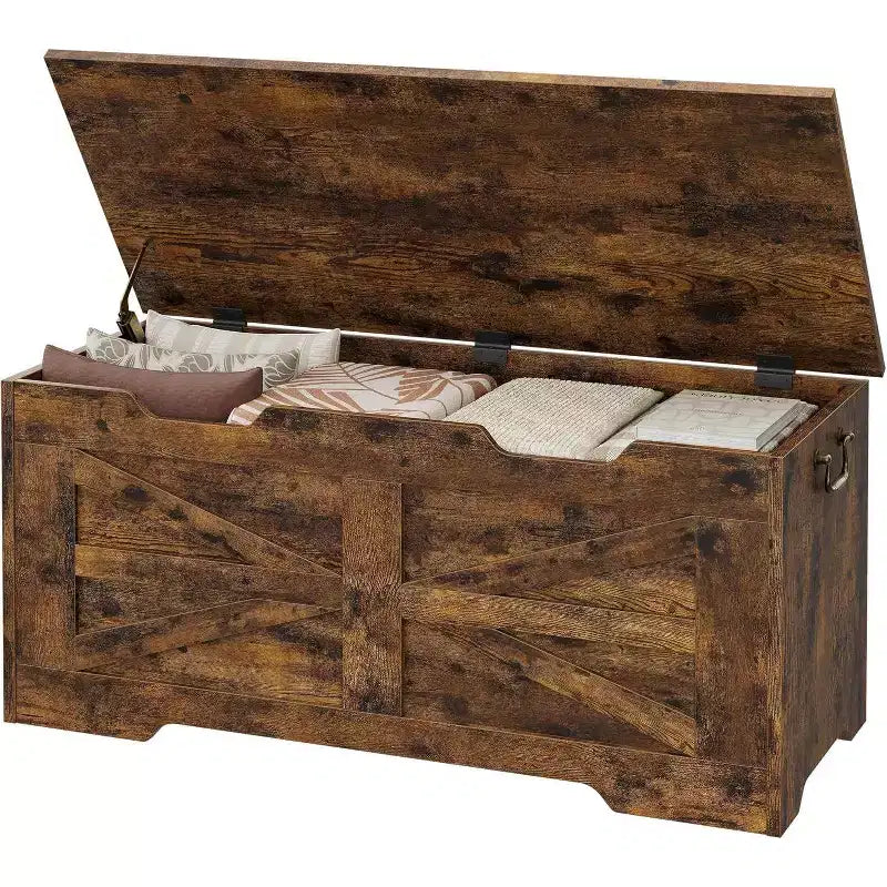 Acekool Decorative Storage Bench, Dual-Use Entryway Chest with Safety Hinge