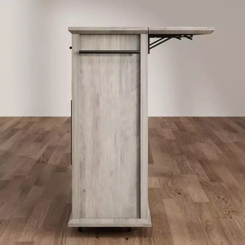 Coolmee Rolling Kitchen Island with Drop Leaf, Island Cart with Storage, Microwave Cart on Wheels, Table Bar Cart for Kitchen with Towel Rack