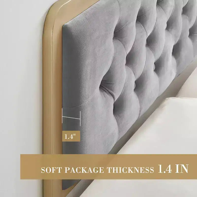 Full Size Velvet Upholstered Platform Bed Frame C Button Tufted Headboard & Footboard