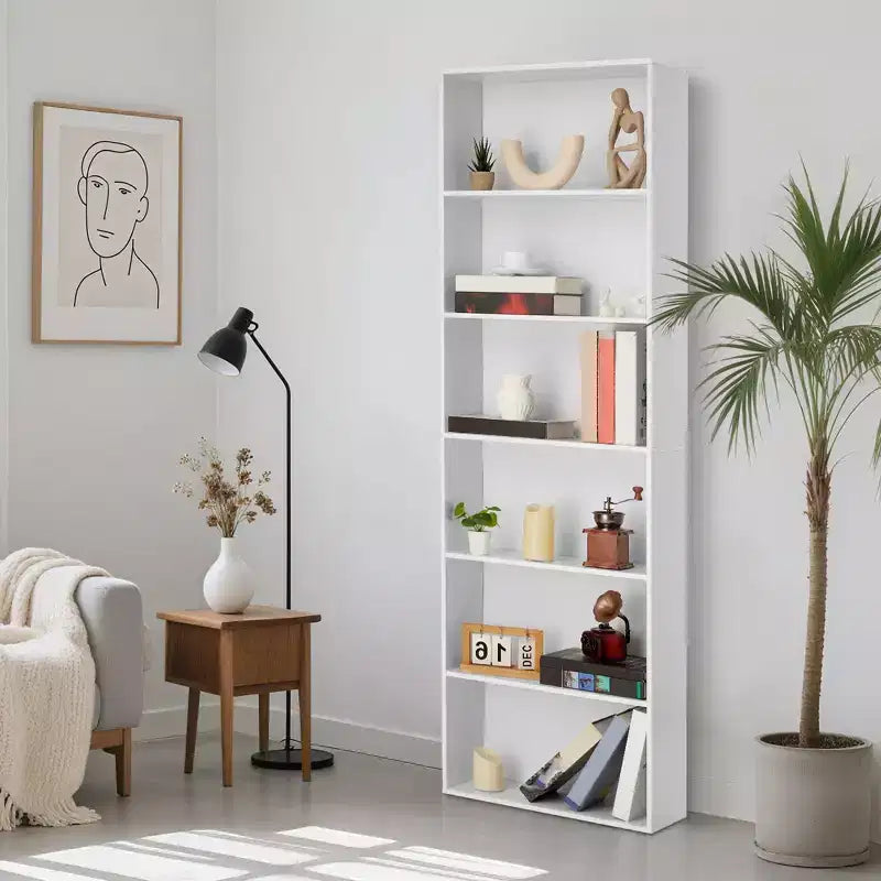 71.4 6-Tier H-Shaped Bookshelf, Heavy Duty Open Shelf Storage Organizer for Home Office, Living Room, Bedroom