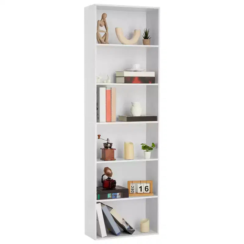 71.4 6-Tier H-Shaped Bookshelf, Heavy Duty Open Shelf Storage Organizer for Home Office, Living Room, Bedroom