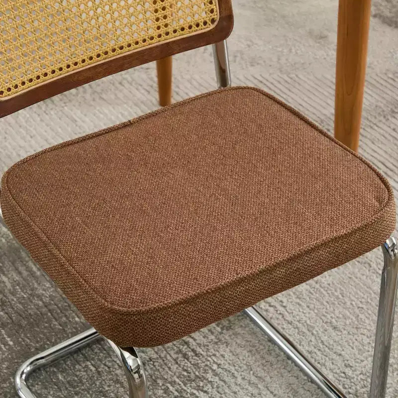 Set of 2 Olive-Green Mid Century Modern Dining Chairs Velvet Accent Chairs with Natural Cane Back and Stainless Chrome Base
