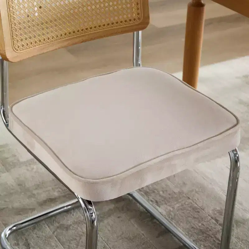 Set of 2 Olive-Green Mid Century Modern Dining Chairs Velvet Accent Chairs with Natural Cane Back and Stainless Chrome Base
