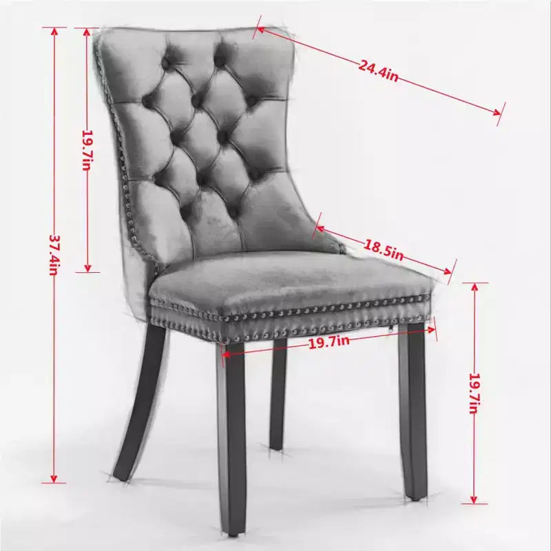 2-piece set Black Classic Velvet Dining Chairs Tufted Solid Wood Contemporary Velvet Upholstered Dining Chair with Wood Legs Nailhead