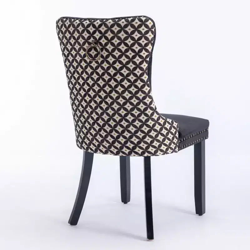 2-piece set Black Classic Velvet Dining Chairs Tufted Solid Wood Contemporary Velvet Upholstered Dining Chair with Wood Legs Nailhead