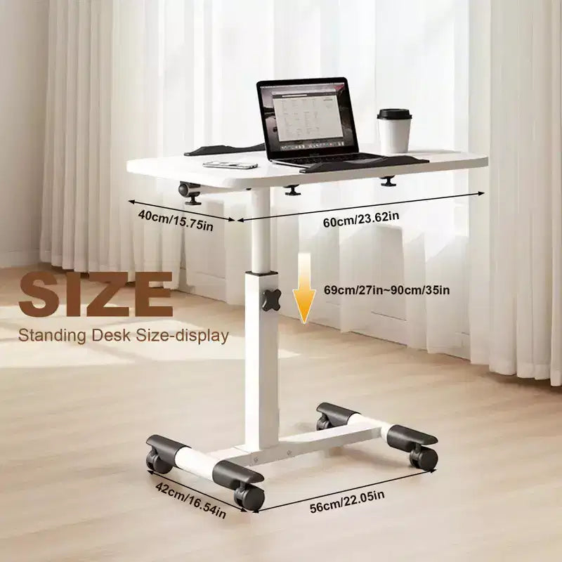 Table with Wheels - Adjustable Height Rolling Laptop Desk, Side Table for Home Office
