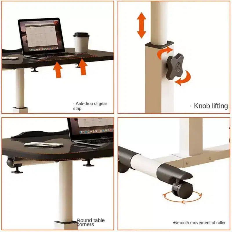 Table with Wheels - Adjustable Height Rolling Laptop Desk, Side Table for Home Office