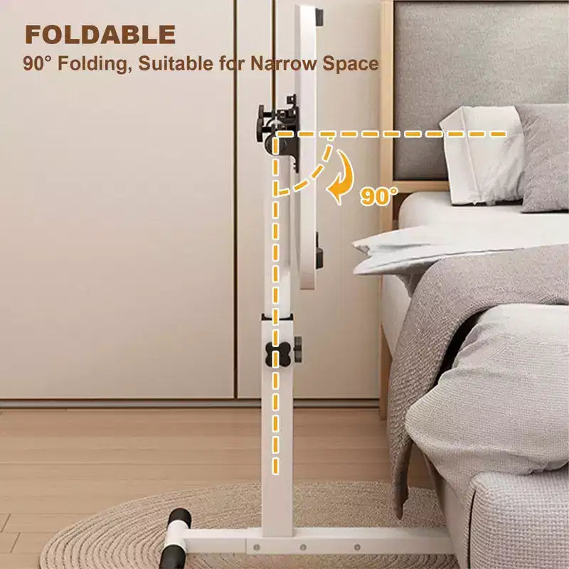 Table with Wheels - Adjustable Height Rolling Laptop Desk, Side Table for Home Office