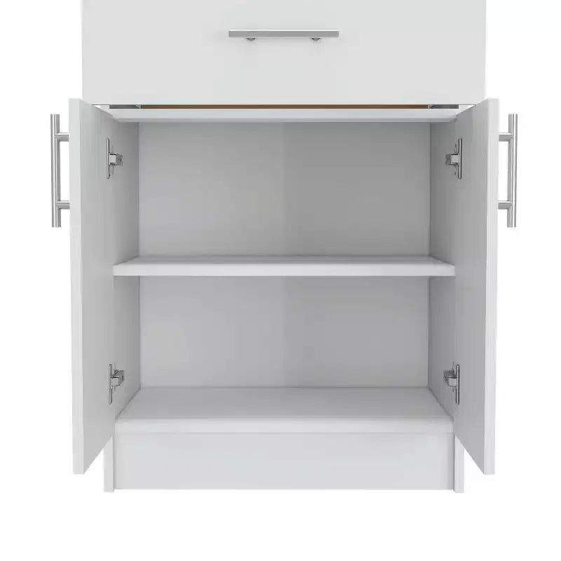 Okak Pantry Organizer Cabinet, Storage Cabinet with One Drawer, Two Interior Shelves, Cabinet for Enterway, Living Room, White