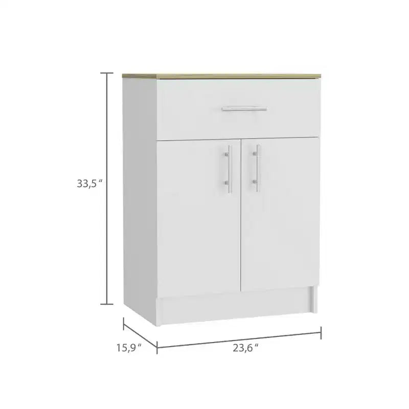Okak Pantry Organizer Cabinet, Storage Cabinet with One Drawer, Two Interior Shelves, Cabinet for Enterway, Living Room, White