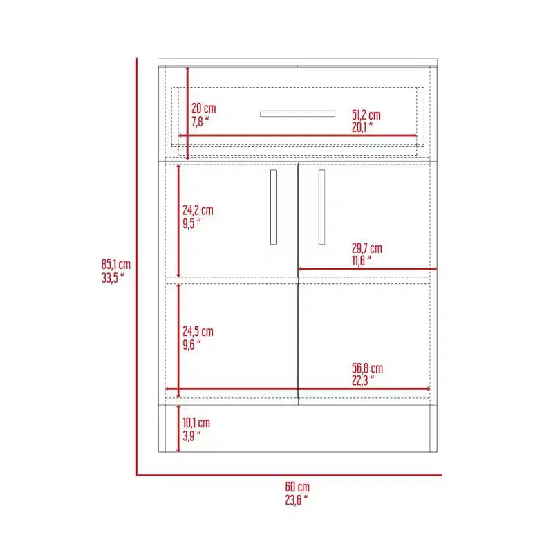 Okak Pantry Organizer Cabinet, Storage Cabinet with One Drawer, Two Interior Shelves, Cabinet for Enterway, Living Room, White