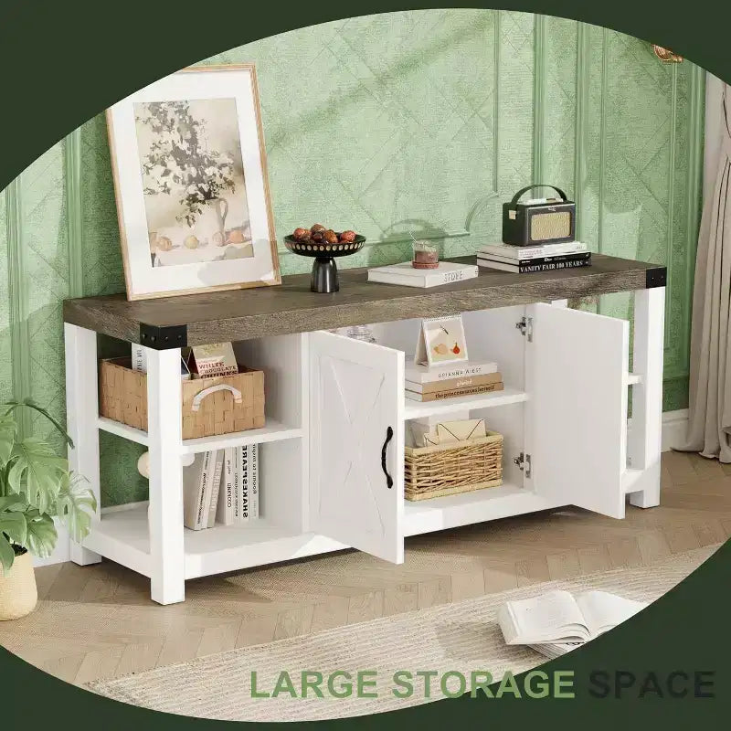 65 TV Stand Entertainment Center - Storage Shelves Media Console for Living Room