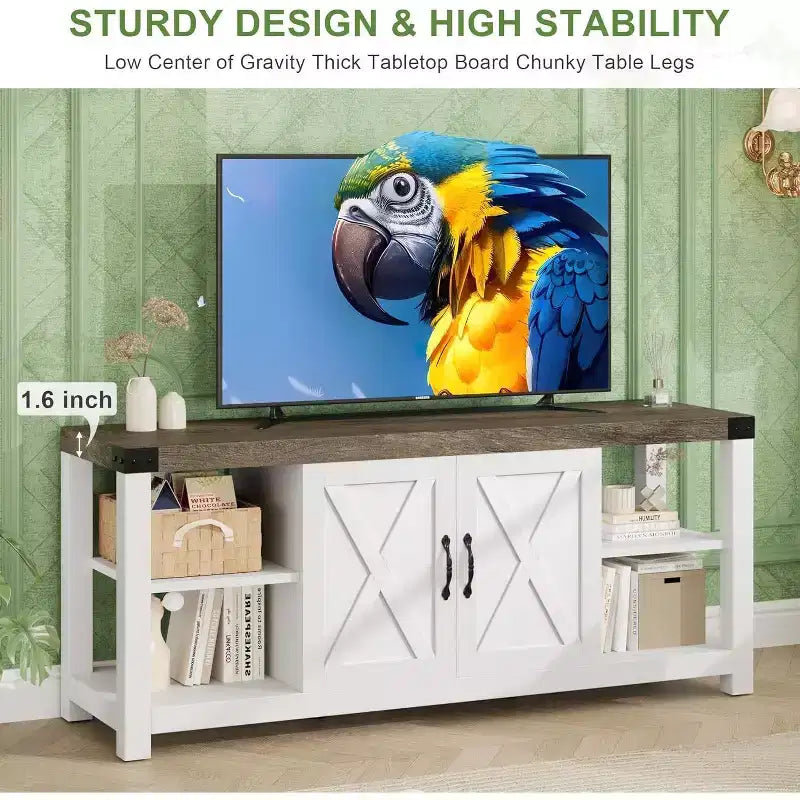 65 TV Stand Entertainment Center - Storage Shelves Media Console for Living Room
