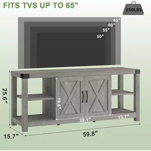 65 TV Stand Entertainment Center - Storage Shelves Media Console for Living Room
