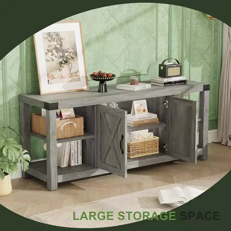 65 TV Stand Entertainment Center - Storage Shelves Media Console for Living Room