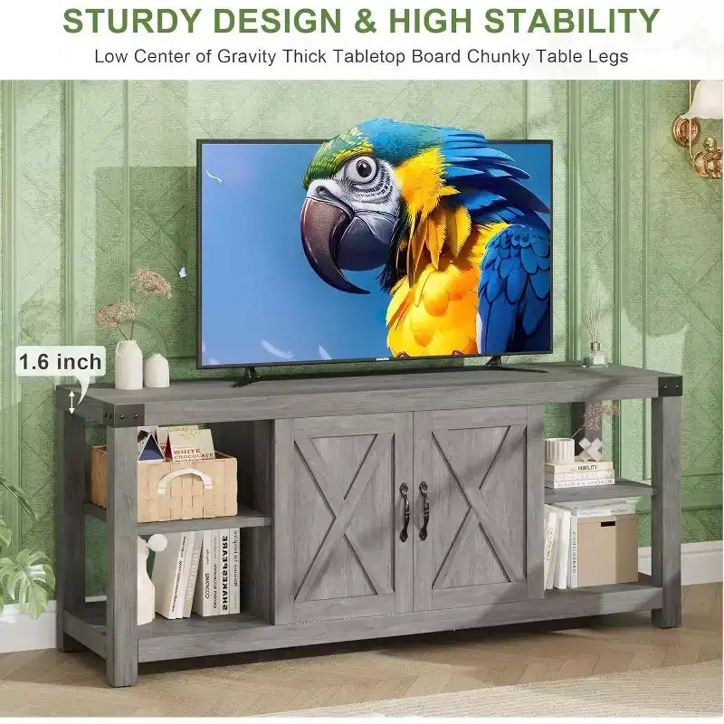 65 TV Stand Entertainment Center - Storage Shelves Media Console for Living Room
