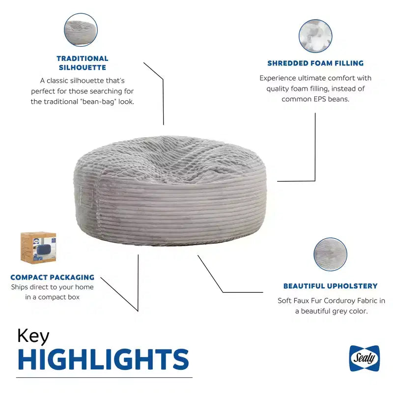 HomeStock Kade 6ft Faux Fur Foam Bean Bag