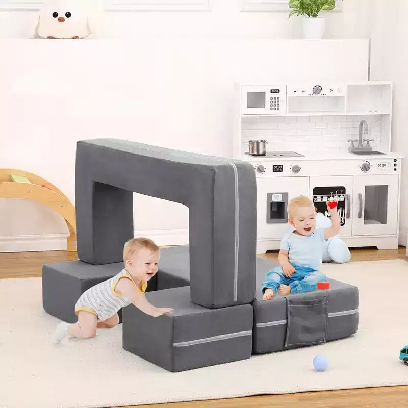 3PCs Toddler Convertible Sofa, Foam Couch Bed for Children, Modular Kids Sofa for Nursery Playroom