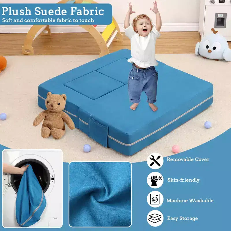 3PCs Toddler Convertible Sofa, Foam Couch Bed for Children, Modular Kids Sofa for Nursery Playroom