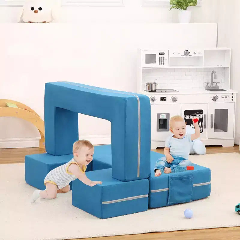 3PCs Toddler Convertible Sofa, Foam Couch Bed for Children, Modular Kids Sofa for Nursery Playroom