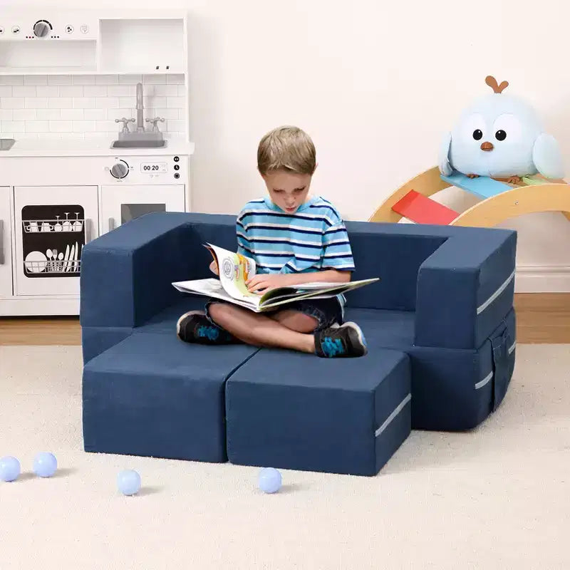 3PCs Toddler Convertible Sofa, Foam Couch Bed for Children, Modular Kids Sofa for Nursery Playroom