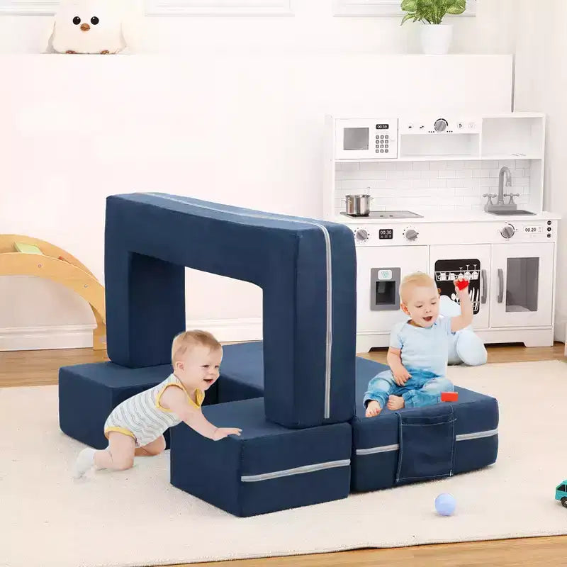 3PCs Toddler Convertible Sofa, Foam Couch Bed for Children, Modular Kids Sofa for Nursery Playroom