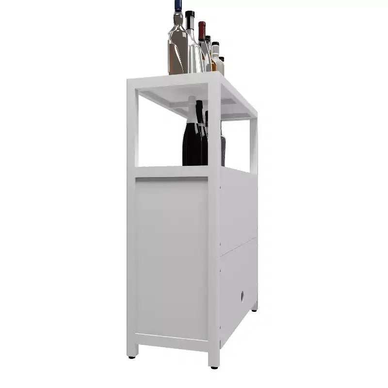 MAYEERTY White Large Bamboo Storage Cabinet Furniture for Bathroom Living Room with Shelves 1pcs