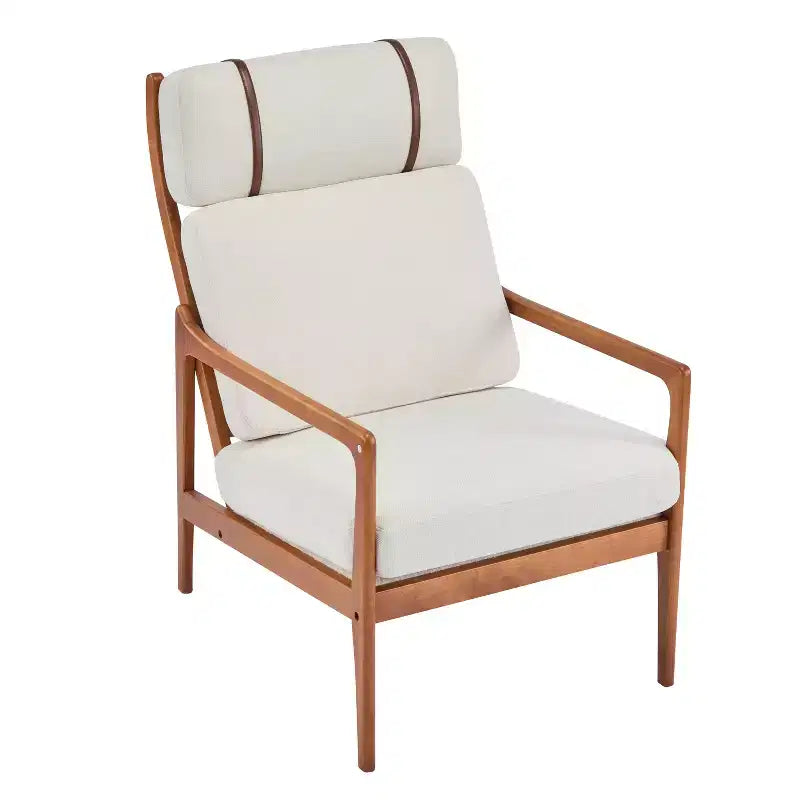 Mid-Century Accent Armchair Duo  High-Back Solid Wood Frame, Lounge Chairs for Living Room, Bedroom or Reading Nook