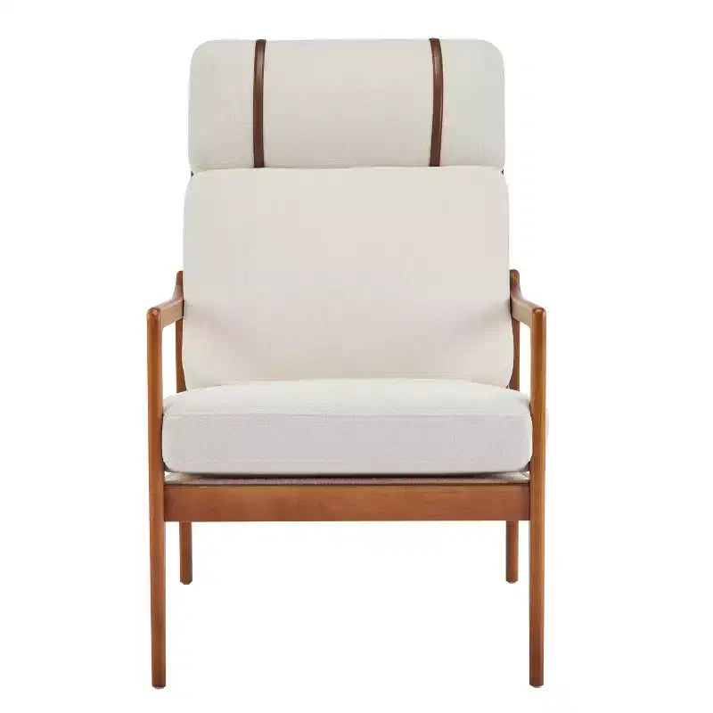 Mid-Century Accent Armchair Duo  High-Back Solid Wood Frame, Lounge Chairs for Living Room, Bedroom or Reading Nook