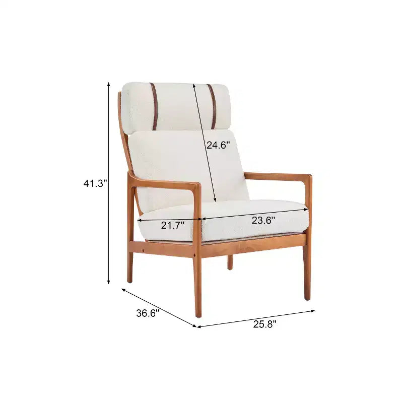 Mid-Century Accent Armchair Duo  High-Back Solid Wood Frame, Lounge Chairs for Living Room, Bedroom or Reading Nook