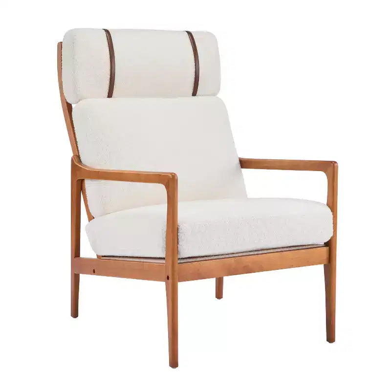 Mid-Century Accent Armchair Duo  High-Back Solid Wood Frame, Lounge Chairs for Living Room, Bedroom or Reading Nook