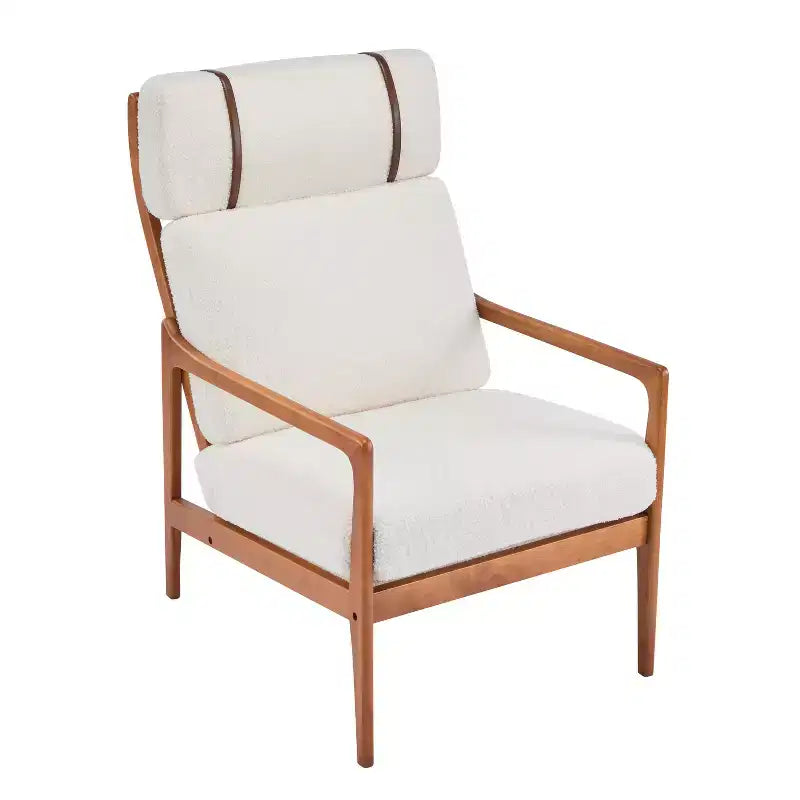 Mid-Century Accent Armchair Duo  High-Back Solid Wood Frame, Lounge Chairs for Living Room, Bedroom or Reading Nook