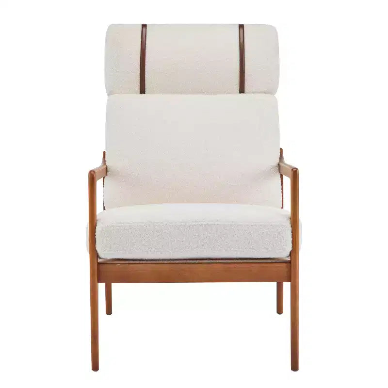 Mid-Century Accent Armchair Duo  High-Back Solid Wood Frame, Lounge Chairs for Living Room, Bedroom or Reading Nook
