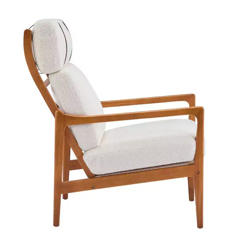 Mid-Century Accent Armchair Duo  High-Back Solid Wood Frame, Lounge Chairs for Living Room, Bedroom or Reading Nook