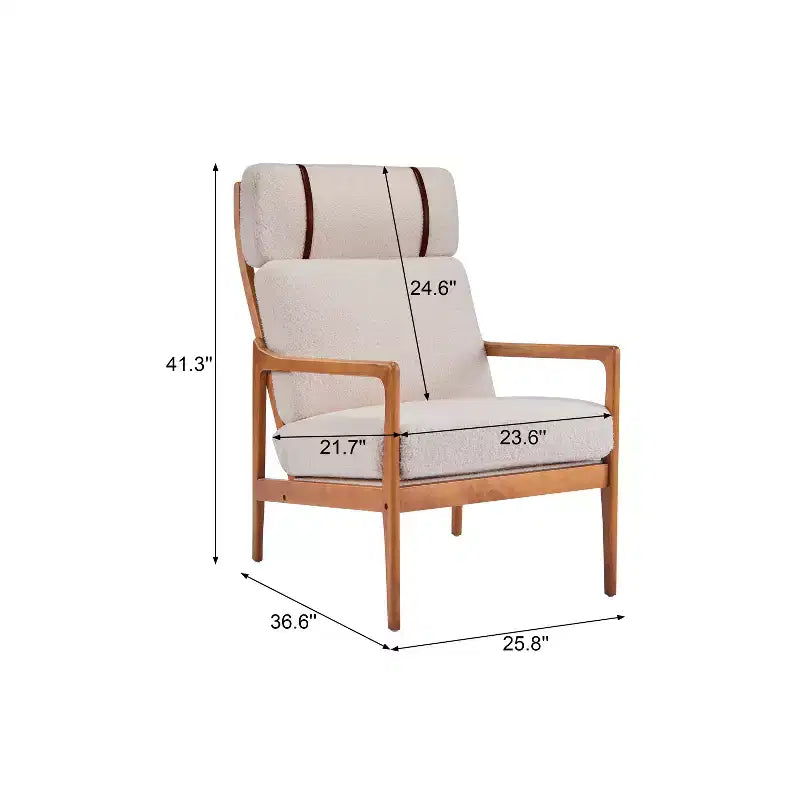 Mid-Century Accent Armchair Duo  High-Back Solid Wood Frame, Lounge Chairs for Living Room, Bedroom or Reading Nook