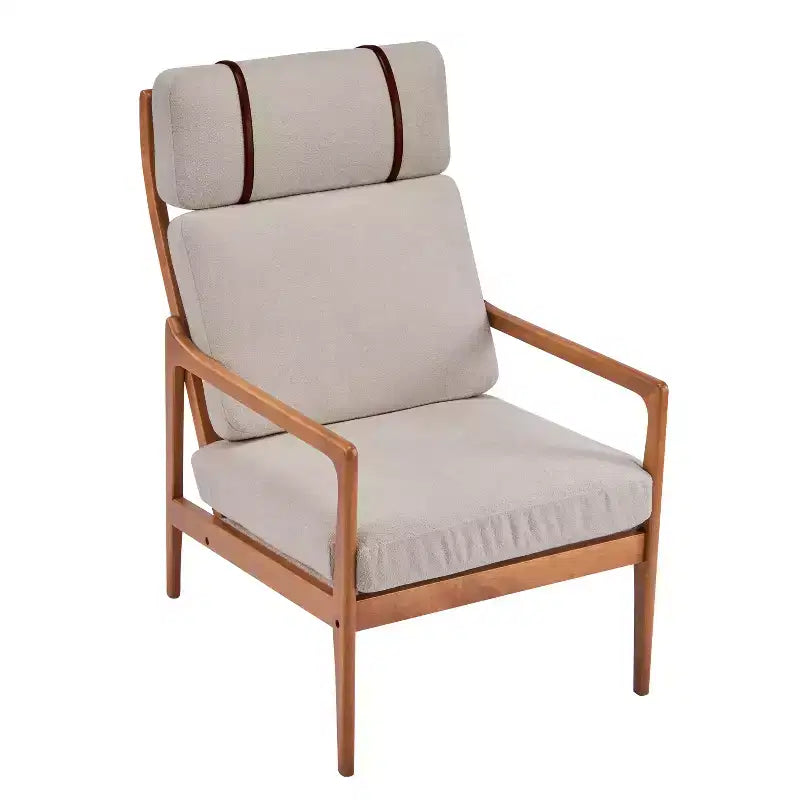 Mid-Century Accent Armchair Duo  High-Back Solid Wood Frame, Lounge Chairs for Living Room, Bedroom or Reading Nook