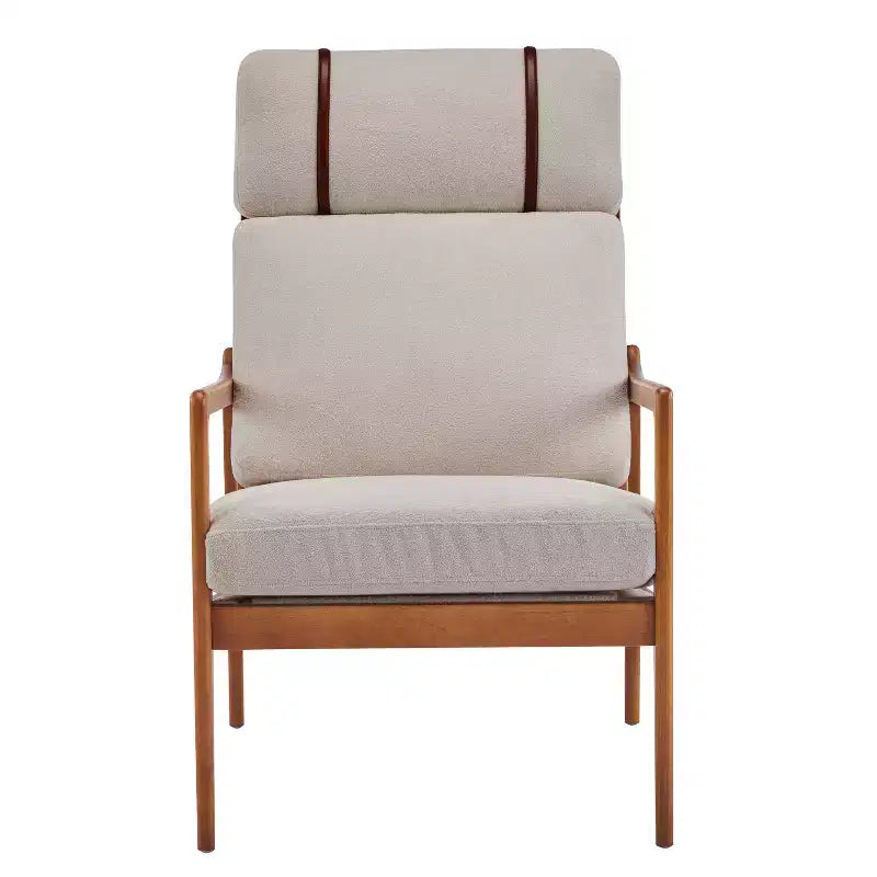 Mid-Century Accent Armchair Duo  High-Back Solid Wood Frame, Lounge Chairs for Living Room, Bedroom or Reading Nook