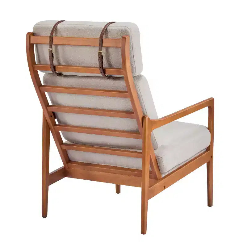 Mid-Century Accent Armchair Duo  High-Back Solid Wood Frame, Lounge Chairs for Living Room, Bedroom or Reading Nook