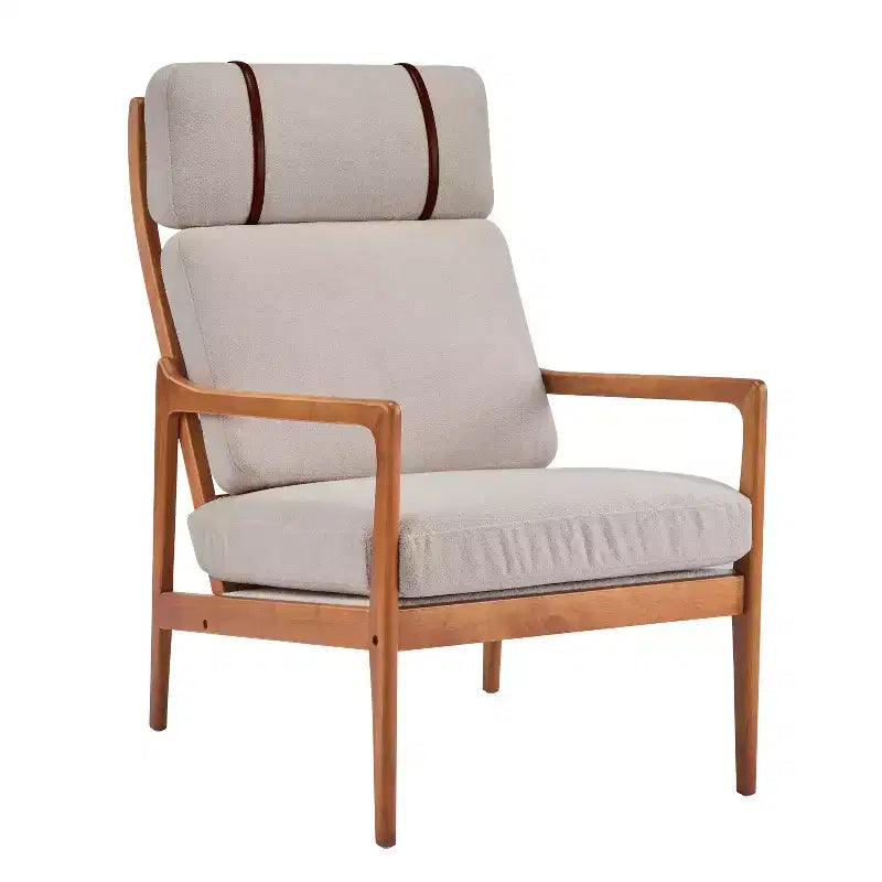 Mid-Century Accent Armchair Duo  High-Back Solid Wood Frame, Lounge Chairs for Living Room, Bedroom or Reading Nook