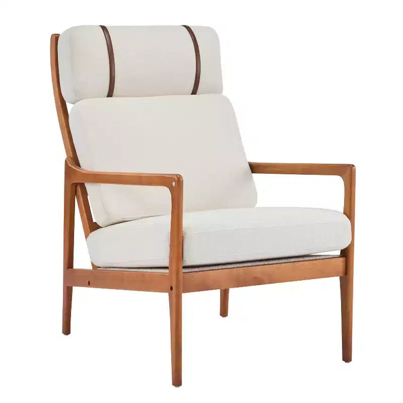 Mid-Century Accent Armchair Duo  High-Back Solid Wood Frame, Lounge Chairs for Living Room, Bedroom or Reading Nook