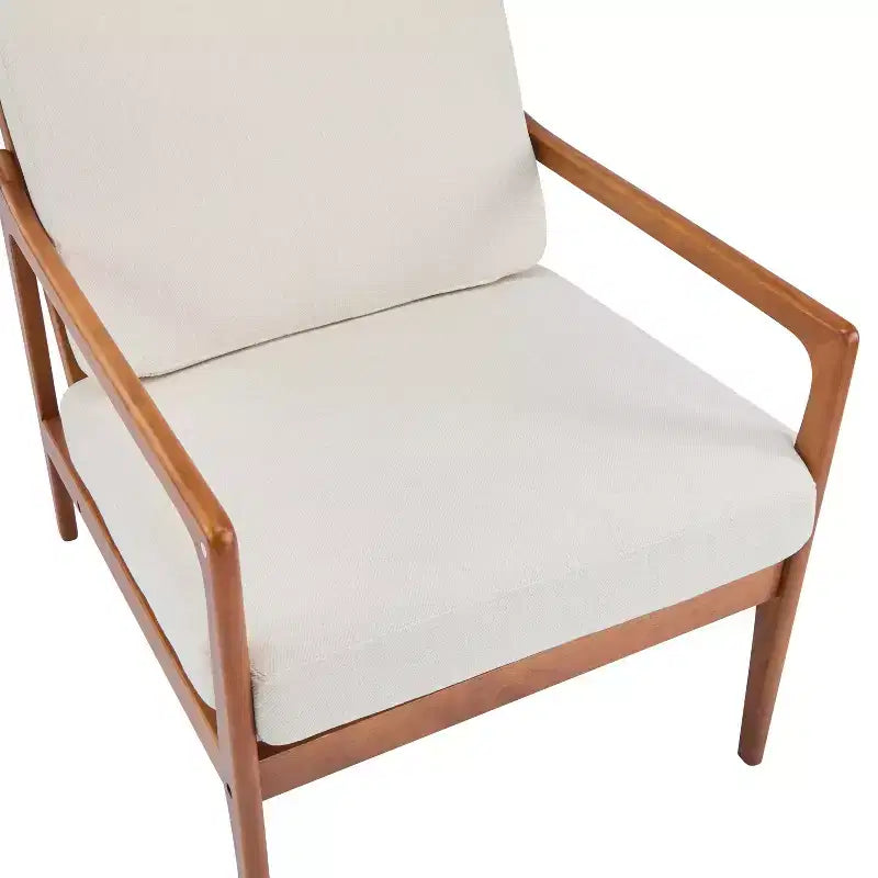 Mid-Century Accent Armchair Duo  High-Back Solid Wood Frame, Lounge Chairs for Living Room, Bedroom or Reading Nook