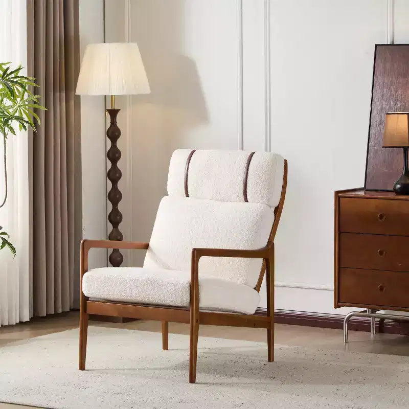 Mid-Century Accent Armchair Duo  High-Back Solid Wood Frame, Lounge Chairs for Living Room, Bedroom or Reading Nook