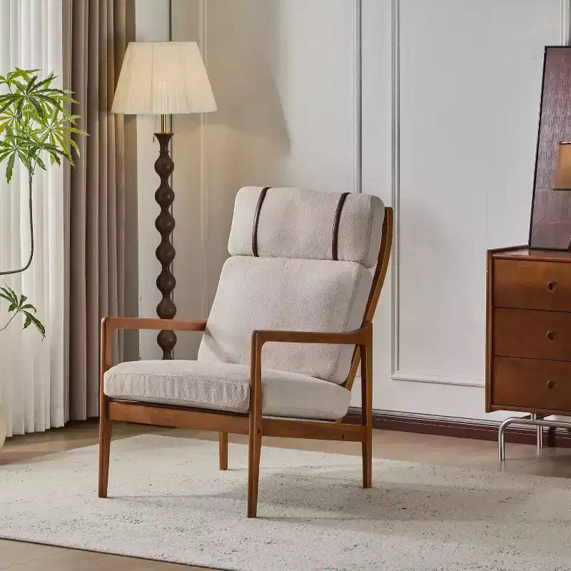 Mid-Century Accent Armchair Duo  High-Back Solid Wood Frame, Lounge Chairs for Living Room, Bedroom or Reading Nook